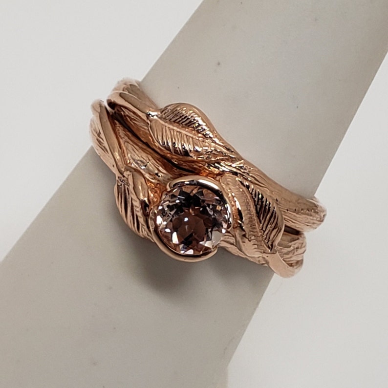 Rose Gold Leaf and Twig Engagement Ring Birthstone Etsy