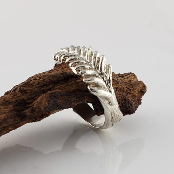 Fern Branch Leaf Statement Ring, Gift Jewelry, Custom Jewelry, Wedding Ring, Silver Ring Nature Inspired Leafy Ring