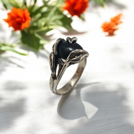 Bloodstone Sterling Silver Ring – Statement Cocktail Gemstone Ring by DV Jewelry Designs, Unique Handmade Jewelry Gift
