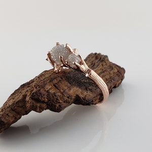 14k Rose Gold 3 Rough Raw Diamond Engagement Ring by Dawn Vertrees image 4
