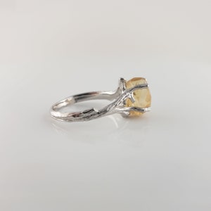 Raw Yellow Citrine Gemstone, Twig Engagement Ring Raw Gemstone Jewelry Ring Birthstone Yellow Stone Ring image 10