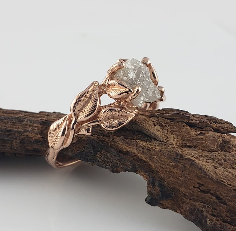 Raw Diamond Gold Engagement Ring Diamond Engagement Ring Etsy Australia