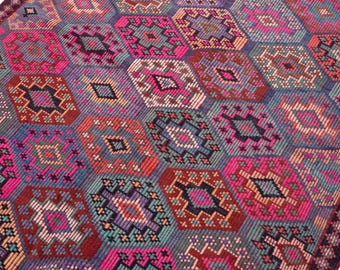 6x9 Vintage Kilim Rug, Large Area Rug for Living Room, Handwoven Turkish Rug, Soft Color Kilim, 6'1" x 9'4"