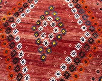 Kelim Teppich, Kelimteppich, Wandbehang, Kelimteppich, Boho Teppich, Kleiner Teppich, Roter Teppich, 90x120 cm