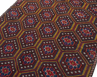 6x11 Vintage Floral Kilim Rug, Handwoven Wool Goat Hair Kilim Rug, Large Turkish Kilim, Farmhouse Decor, 6'2" x 10'9"