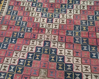 6x9 Handwoven Anatolian Kilim Rug, Vintage Wool Turkish Kilim, Large Area Rug, 5'6" x 9'3"