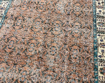 Wool Turkish Rug 5x9, Vintage Anatolian Rug, Tribal Oushak Carpet