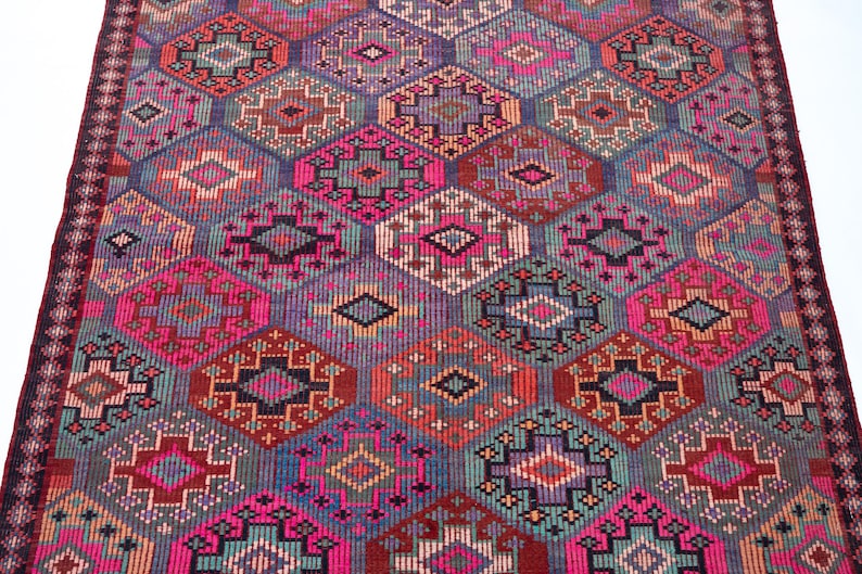 6x9 Vintage Kilim Rug, Large Area Rug for Living Room, Handwoven Turkish Rug, Soft Color Kilim, 6'1" x 9'4" image 5