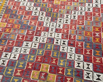6x10 Vintage Kilim Rug, Handwoven Turkish Kilim Rug, Anatolian Rug, Living Room Rug, Boho Decor, 6'2" x 10'1"