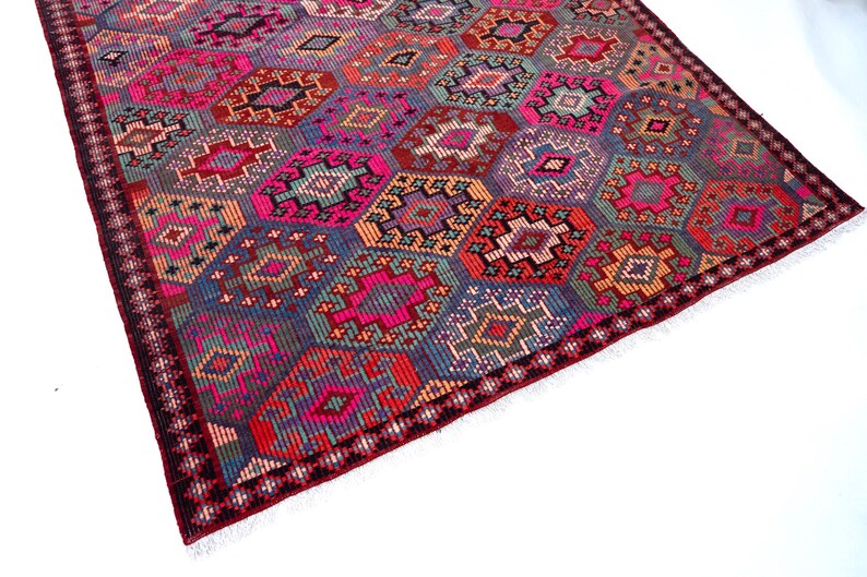 6x9 Vintage Kilim Rug, Large Area Rug for Living Room, Handwoven Turkish Rug, Soft Color Kilim, 6'1" x 9'4" image 15