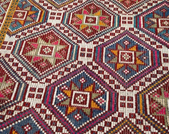 5x9 Bohemian Kilim Rug, Vintage Turkish Rug, Wool Oushak Carpet, 5'1" x 9'3"