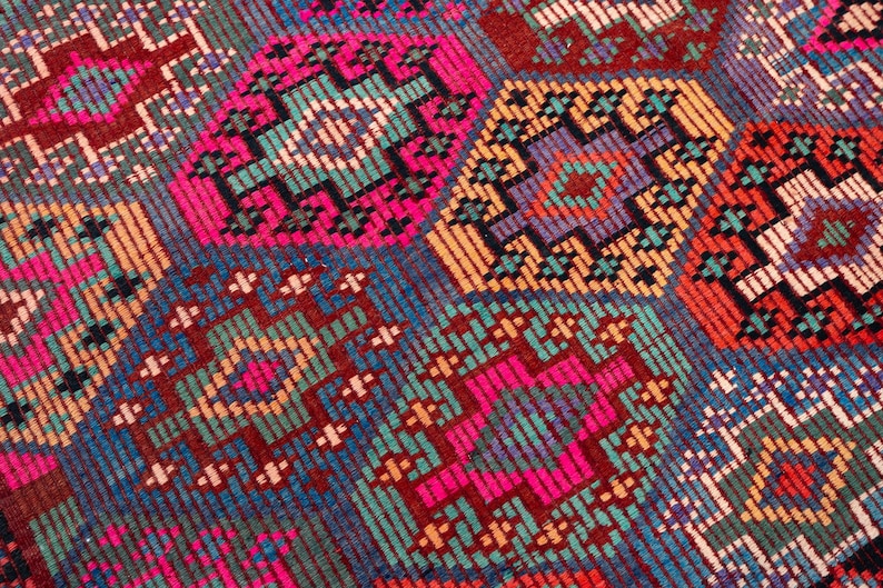 6x9 Vintage Kilim Rug, Large Area Rug for Living Room, Handwoven Turkish Rug, Soft Color Kilim, 6'1" x 9'4" image 10