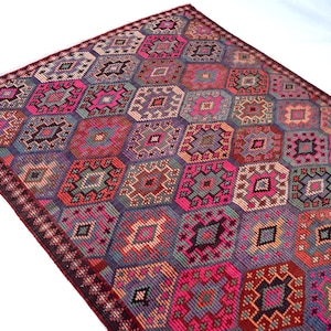6x9 Vintage Kilim Rug, Large Area Rug for Living Room, Handwoven Turkish Rug, Soft Color Kilim, 6'1" x 9'4" image 14