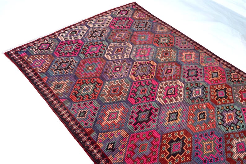 6x9 Vintage Kilim Rug, Large Area Rug for Living Room, Handwoven Turkish Rug, Soft Color Kilim, 6'1" x 9'4" image 14