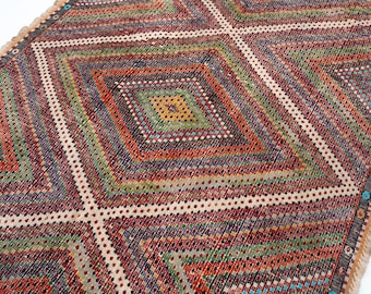 7x10 Vintage Rug, Large Area Rug, Muted Rug, Anatolian Kilim Rug, Living Room Rug, Farmhouse Rug, 6'8" x 10'5"