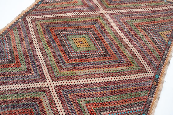 7x10 Vintage Rug, Large Area Rug, Muted Rug, Anatolian Kilim Rug, Living Room Rug, Farmhouse Rug, 6'8" x 10'5"