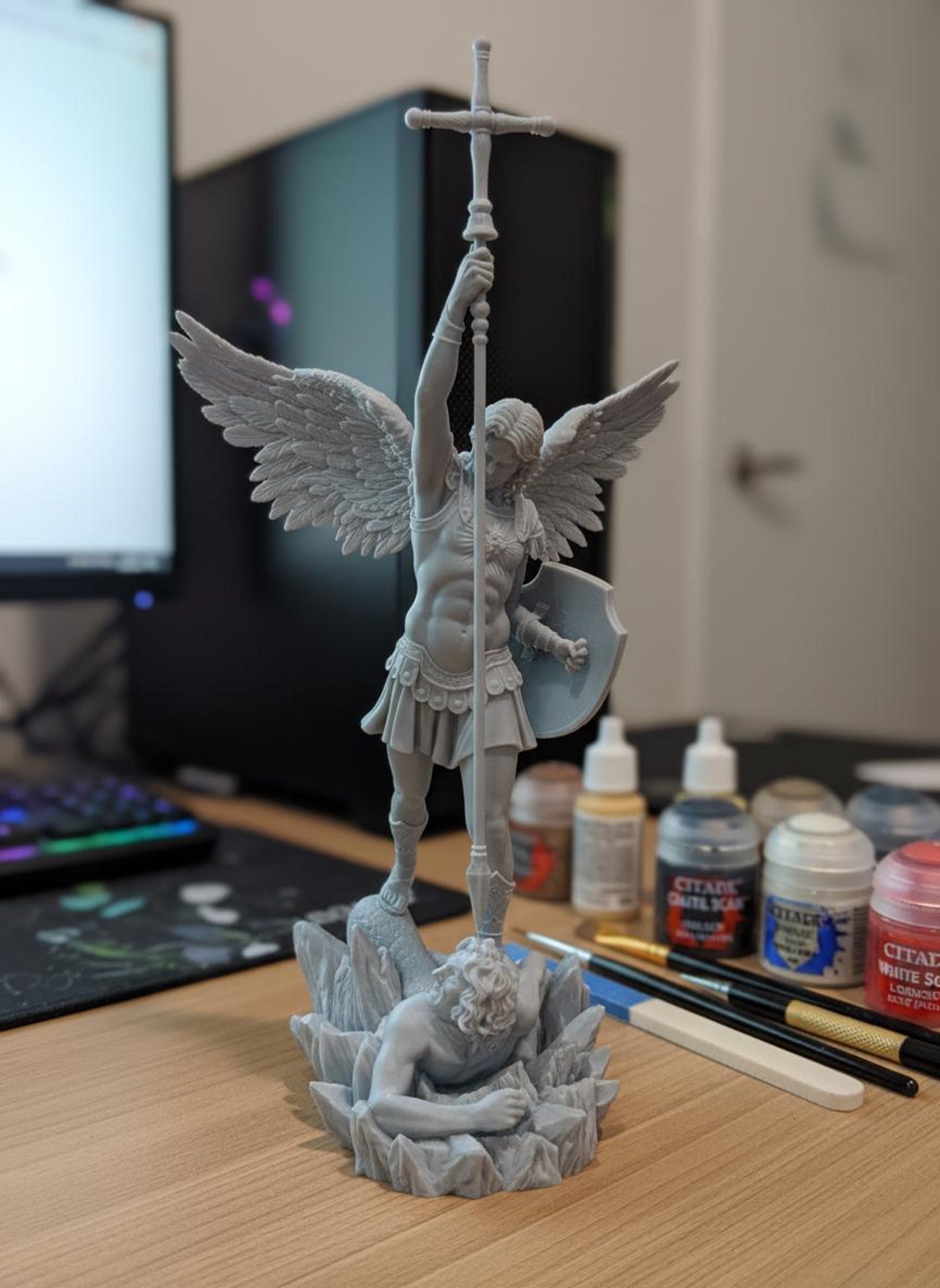 Saint Michael the Archangel – Hand-painted Resin Statue | 3D Printed ...