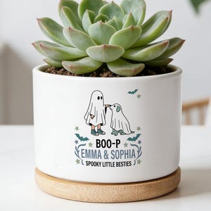 Personalized Halloween Ghost Planter, Cute Halloween Succulent Pot, Custom Name Spooky Decor, Dog Lover Gift, Best Friend Halloween Gift