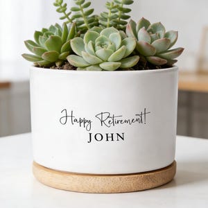 Personalized Retirement Succulent Planter, Custom Coworker Gift, Happy Retirement Gift from Team, Mini Succulent Planter, Office Desk Gift