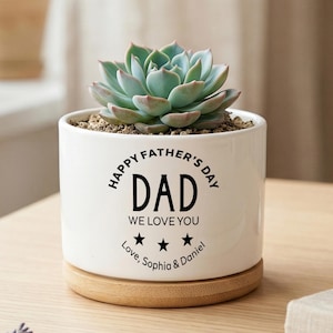 Personalized Dad Plant Pot, Happy Father's Day Planter Gift For Dad, Custom Father Gift, Desk Decor Keepsake