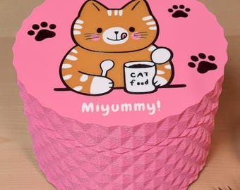 Personalized Cat Food Storage Box – Custom Name & Message, Food-Safe 3D Printed Pet Treat Container, Cute Cat Lid Design