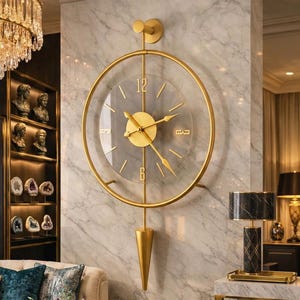 Large Gold Spiral Metal Wall Clock | Modern Oversized Silent Decorative Art Timepiece for Living Room