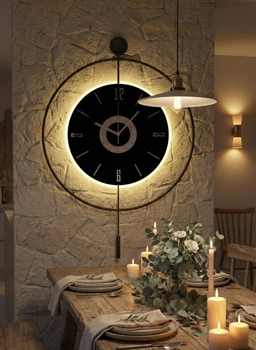 Black Metal Wall Clock Large LED, Light up Modern Spiral, Unique ...
