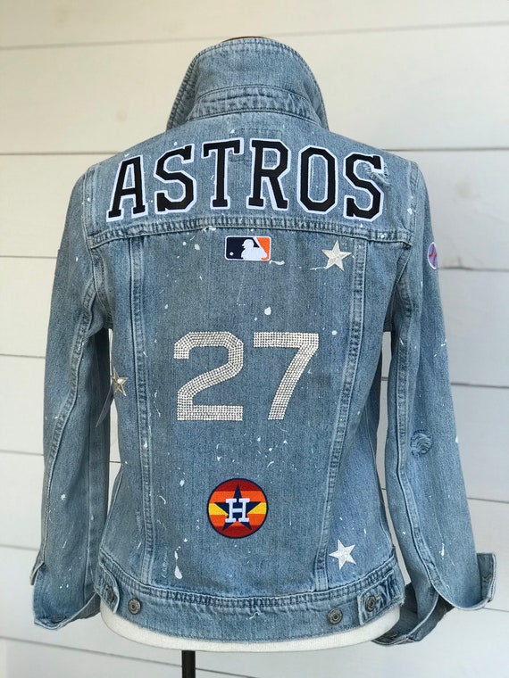 Houston Astros Patches Blue Denim Jacket - Eve Suiting