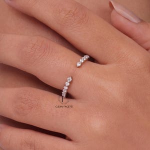 Lab-Grown Diamond Open Wedding Band: Round Cut 18K Gold Stacking Ring
