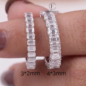 Emerald Cut Lab Grown Diamond Full Eternity Ring, 14k Gold Wedding Band,