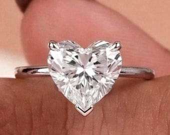 Heart Shaped Lab Grown Diamond Engagement Ring: 14K Gold IGI Certified Solitaire