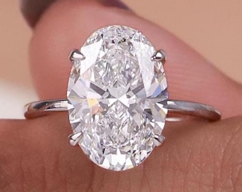 Oval Cut Lab Grown Diamond Engagement Ring, IGI Certified 4 Prong Solitaire, 14k 18k Gold or Silver Wedding Jewelry