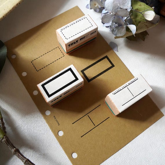 Minimalist Wooden Rubber Stamp Set –  Frame Stamps for Journaling, Scrapbooking & Planner Decoration