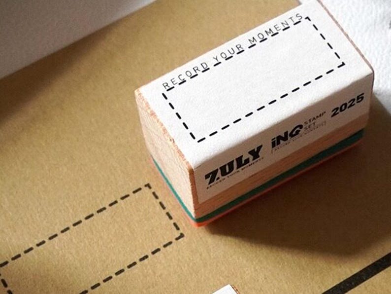 Minimalist Wooden Rubber Stamp Set – Frame Stamps for Journaling, Scrapbooking & Planner Decoration image 2