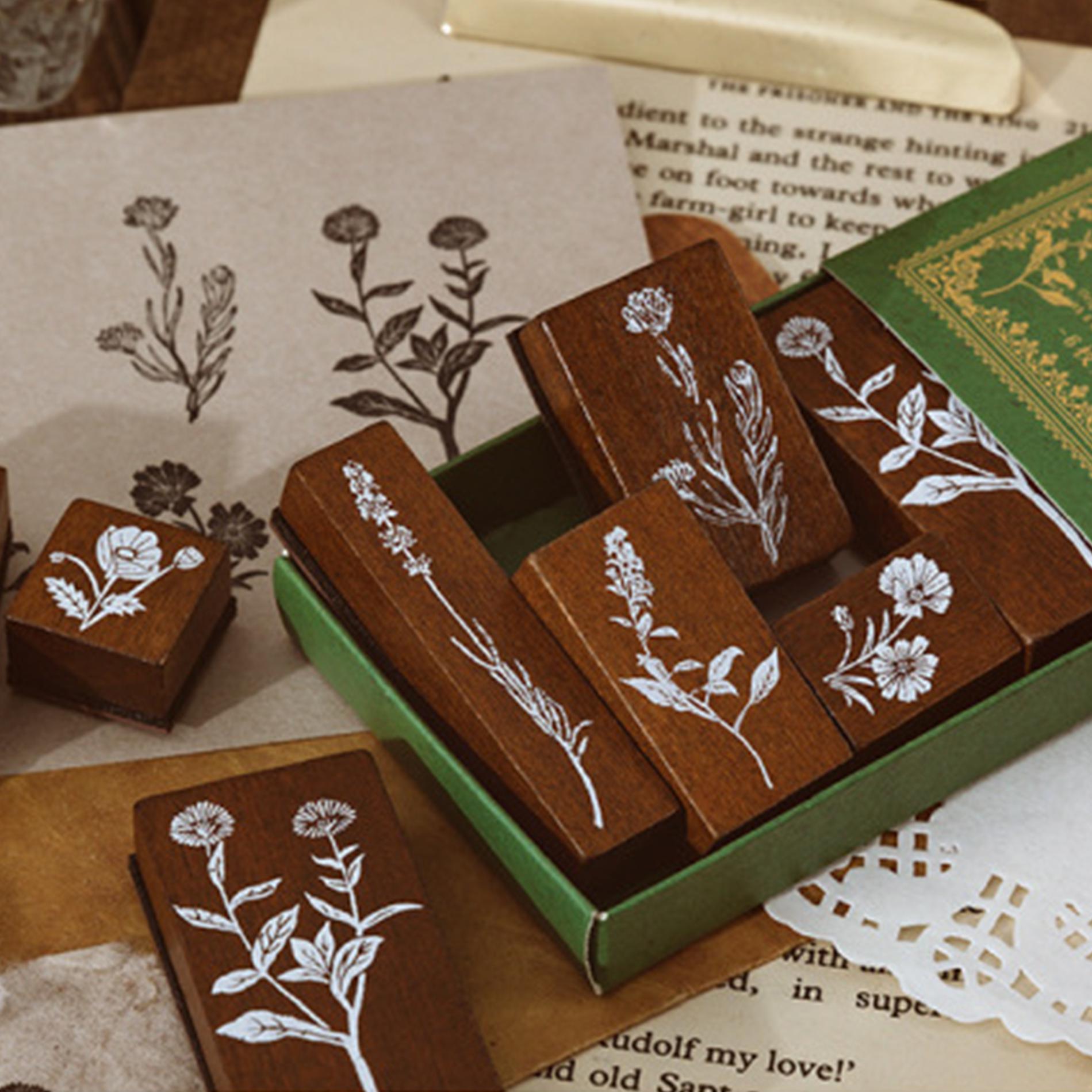 Botanical Wooden Stamps – Wildflower Herb Journaling, Scrapbooking Art ...