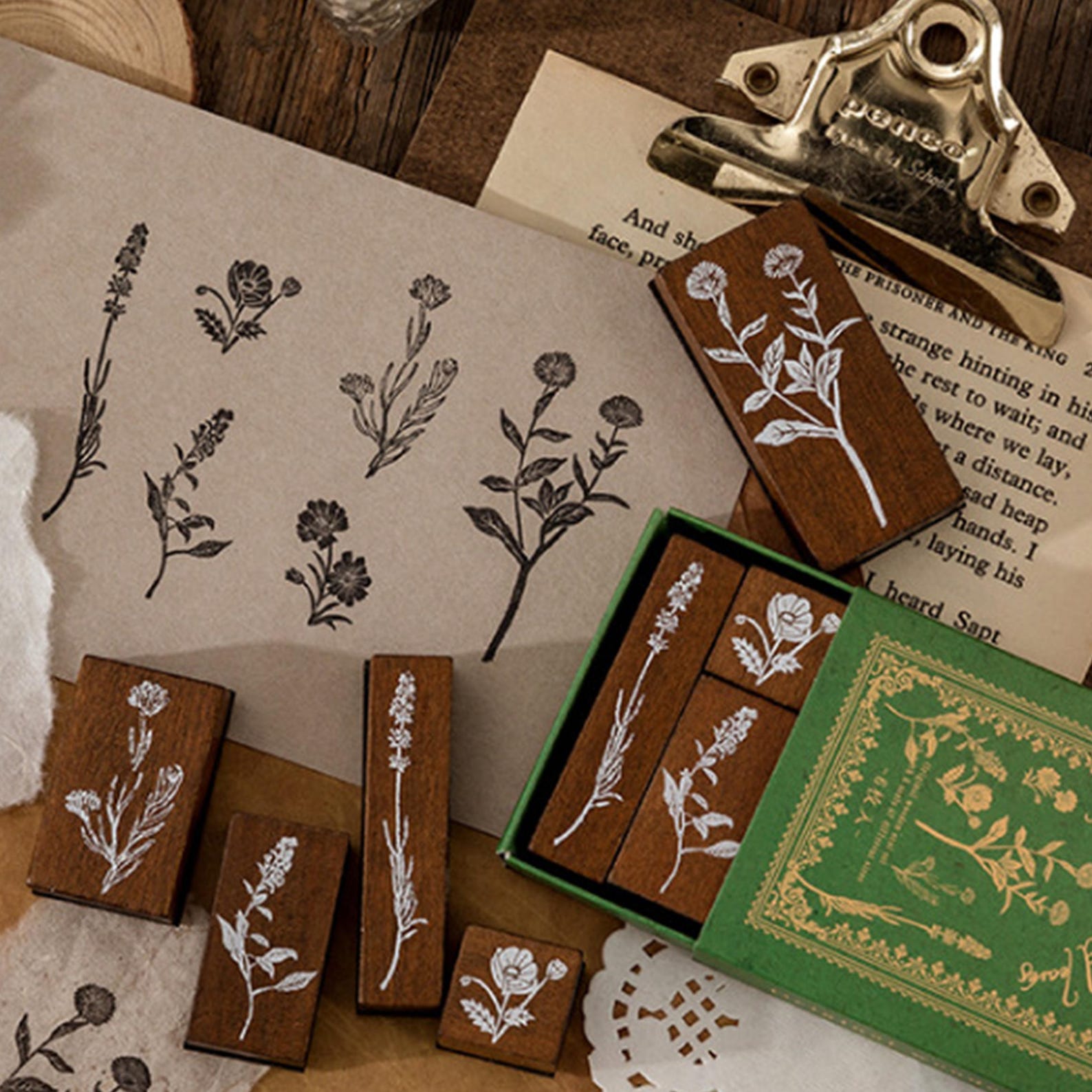Botanical Wooden Stamps – Wildflower Herb Journaling, Scrapbooking Art ...