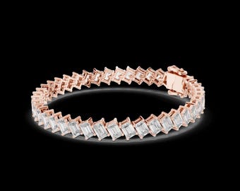 Elegant Emerald Lab Grown Diamond Infinity Bracelet – White Yellow Rose Gold