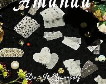 Vintage Black and White Collage Paper Stickers Set, Retro Scrapbooking Journal Background Ephemera for DIY Crafts and Card Making