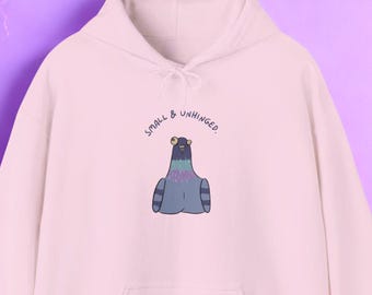 Small and unhinged funny pigeon hoodie