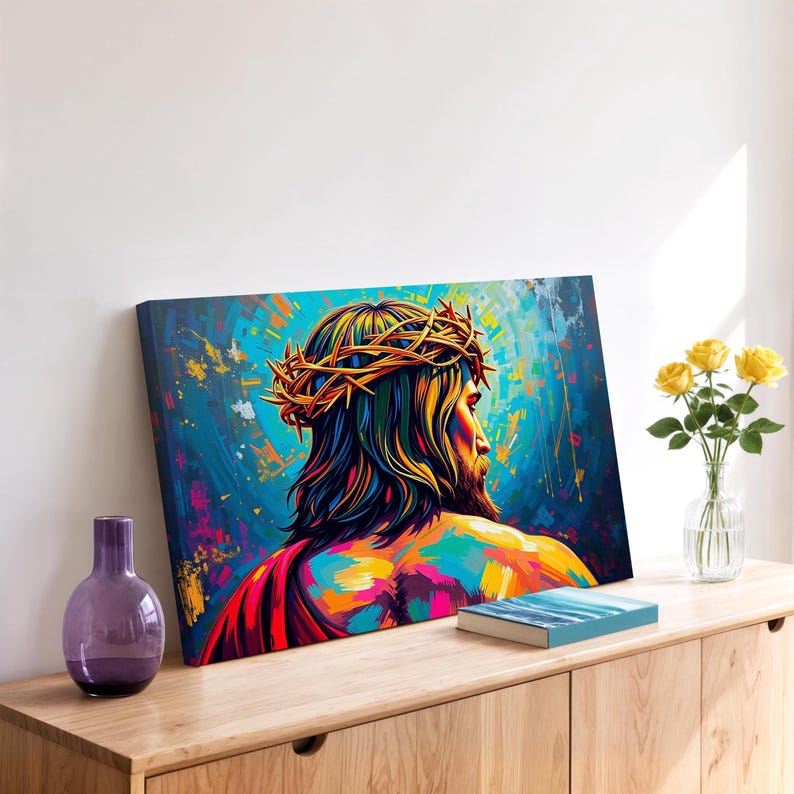 Jesus Crown of Thorns | Vibrant Christian Canvas Wall Art ...