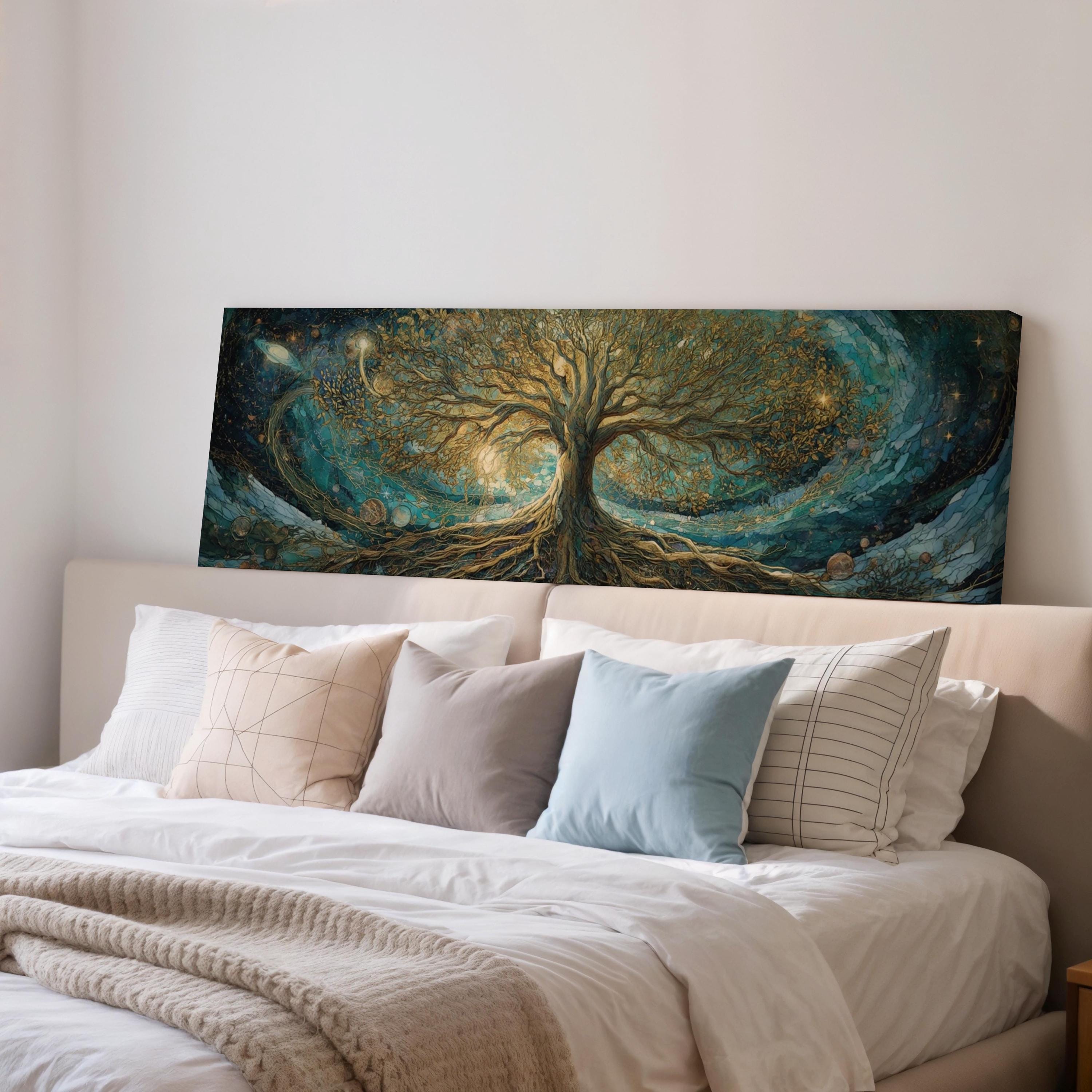 Panoramic Tree of Life Canvas Wall Art | Cosmic Fantasy Nature Artwork ...