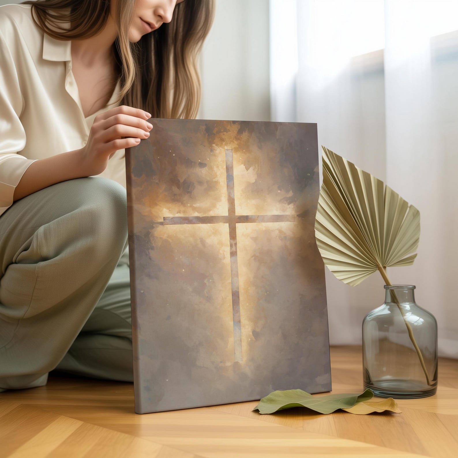 Minimalist Glowing Cross Portrait | Christian Wall Art | Modern Faith ...