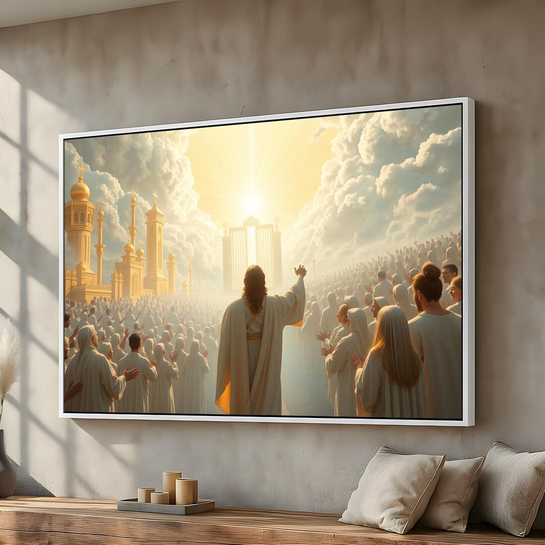 Second Coming of Christ Canvas Wall Art | Jesus Before Heavenly Gates ...