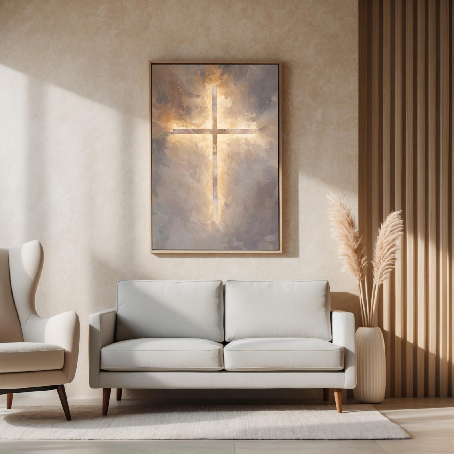Minimalist Glowing Cross Portrait | Christian Wall Art | Modern Faith ...
