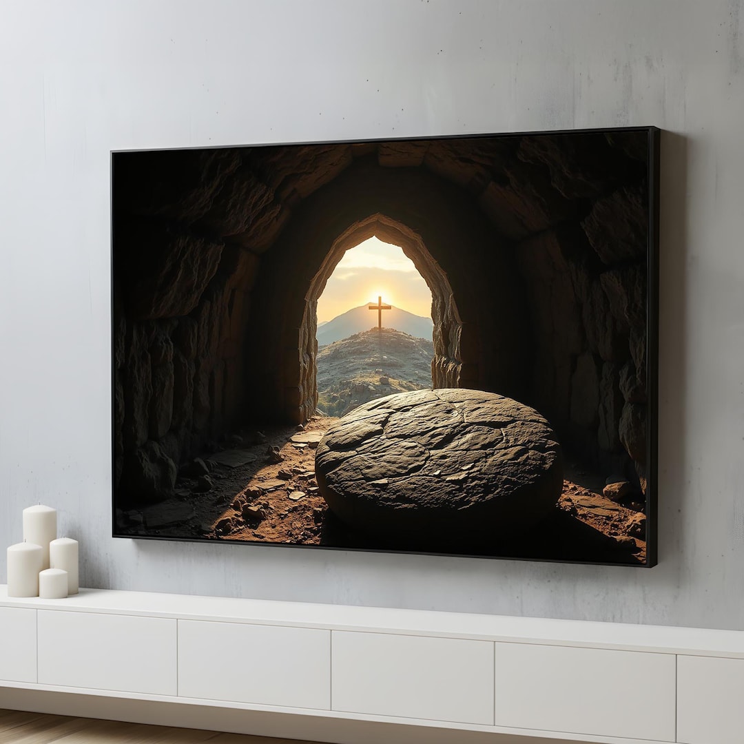 Empty Tomb Resurrection Canvas Wall Art | Risen Christ Faith Decor ...