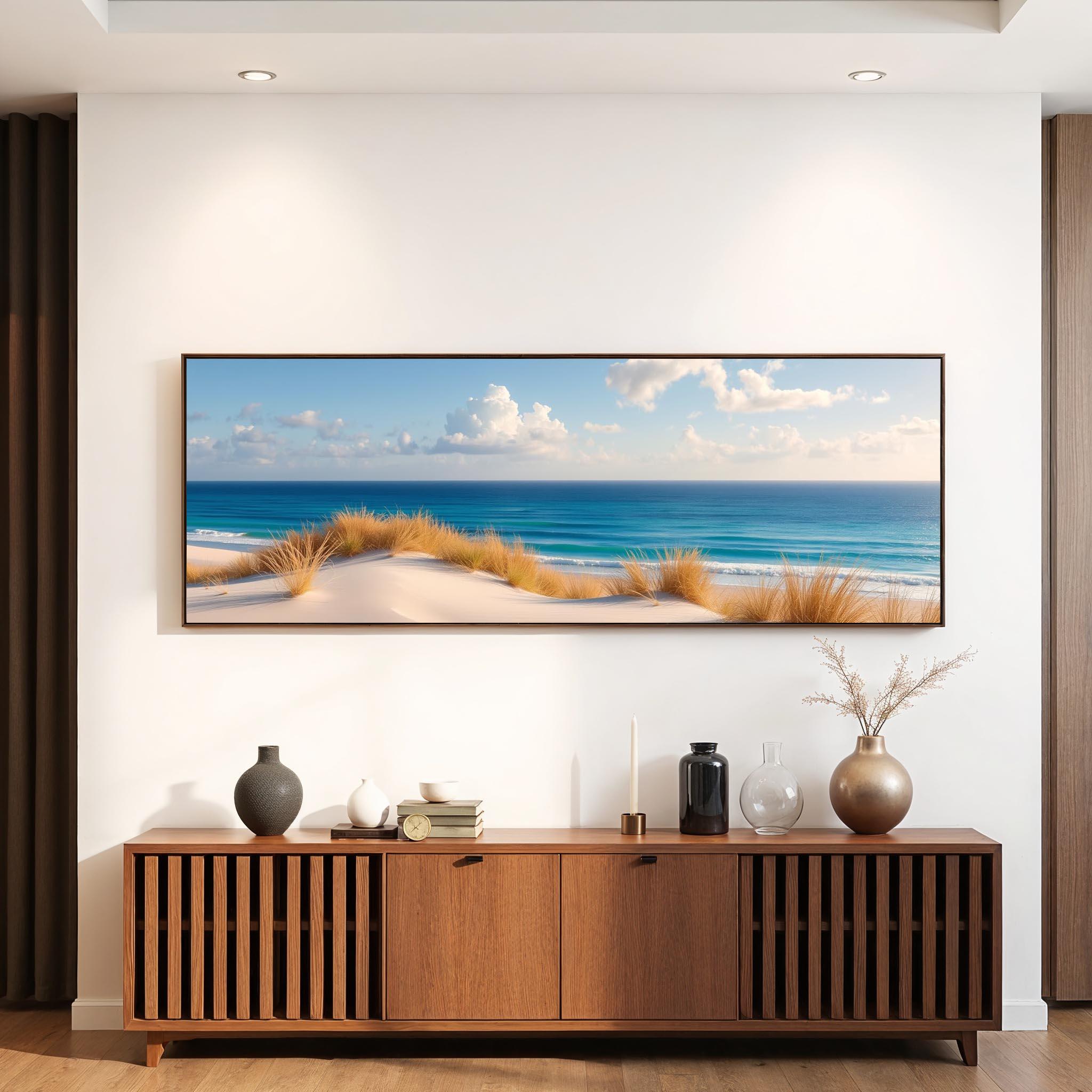 Coastal Sand Dunes Canvas Wall Art | Serene Ocean Horizon Beach Decor ...