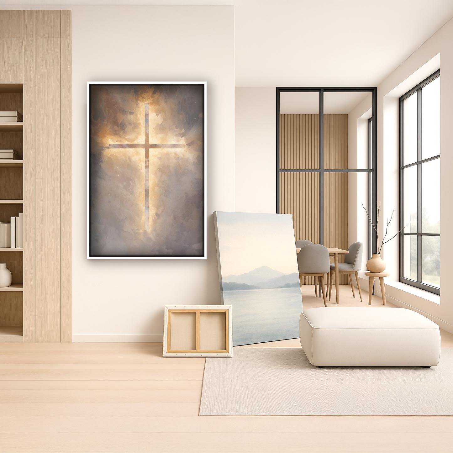 Minimalist Glowing Cross Portrait | Christian Wall Art | Modern Faith ...