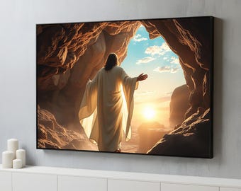 Resurrection of Jesus Canvas Wall Art | Empty Tomb Christian Artwork | Faith Inspired Wall Decor | Ready to Hang Art