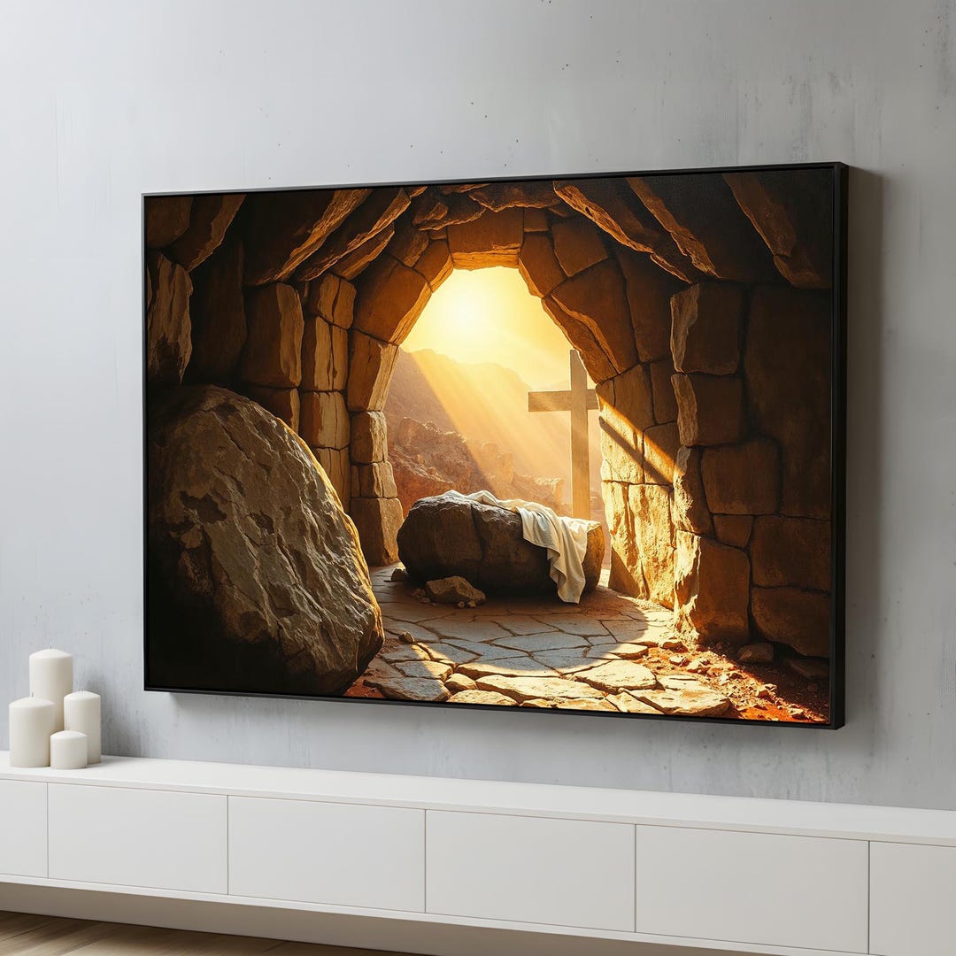 Empty Tomb Resurrection Canvas Wall Art | Risen Christ Easter Scene ...