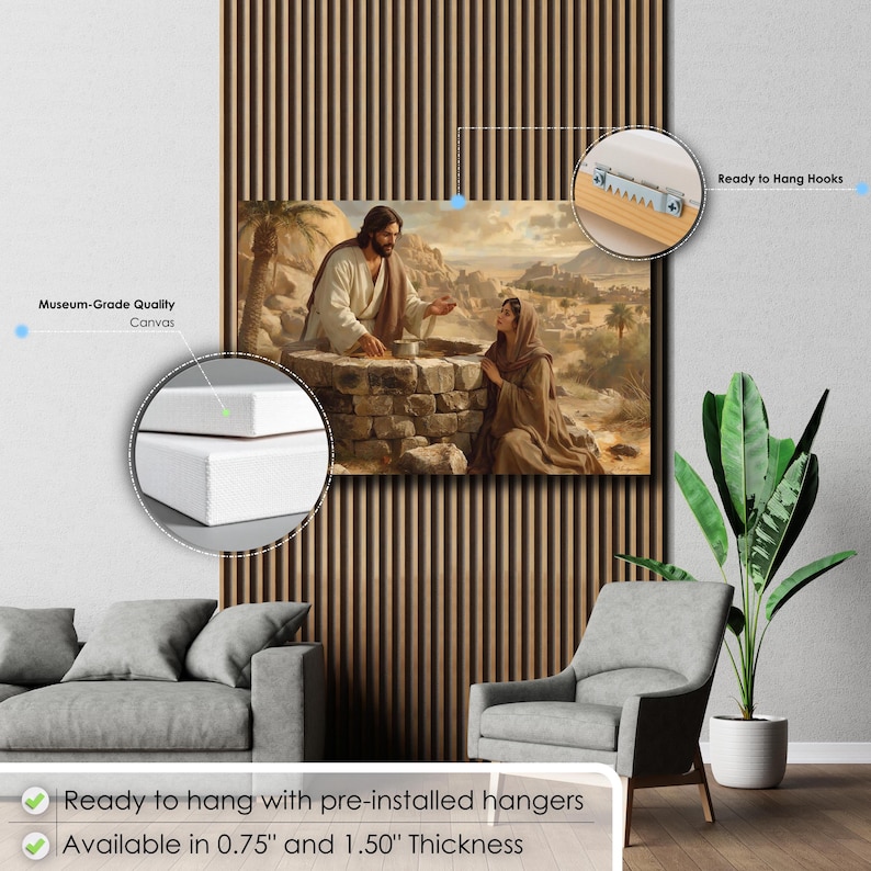 Jesus and the Samaritan Woman Canvas Wall Art | Christian Faith Decor ...